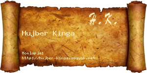 Hujber Kinga névjegykártya